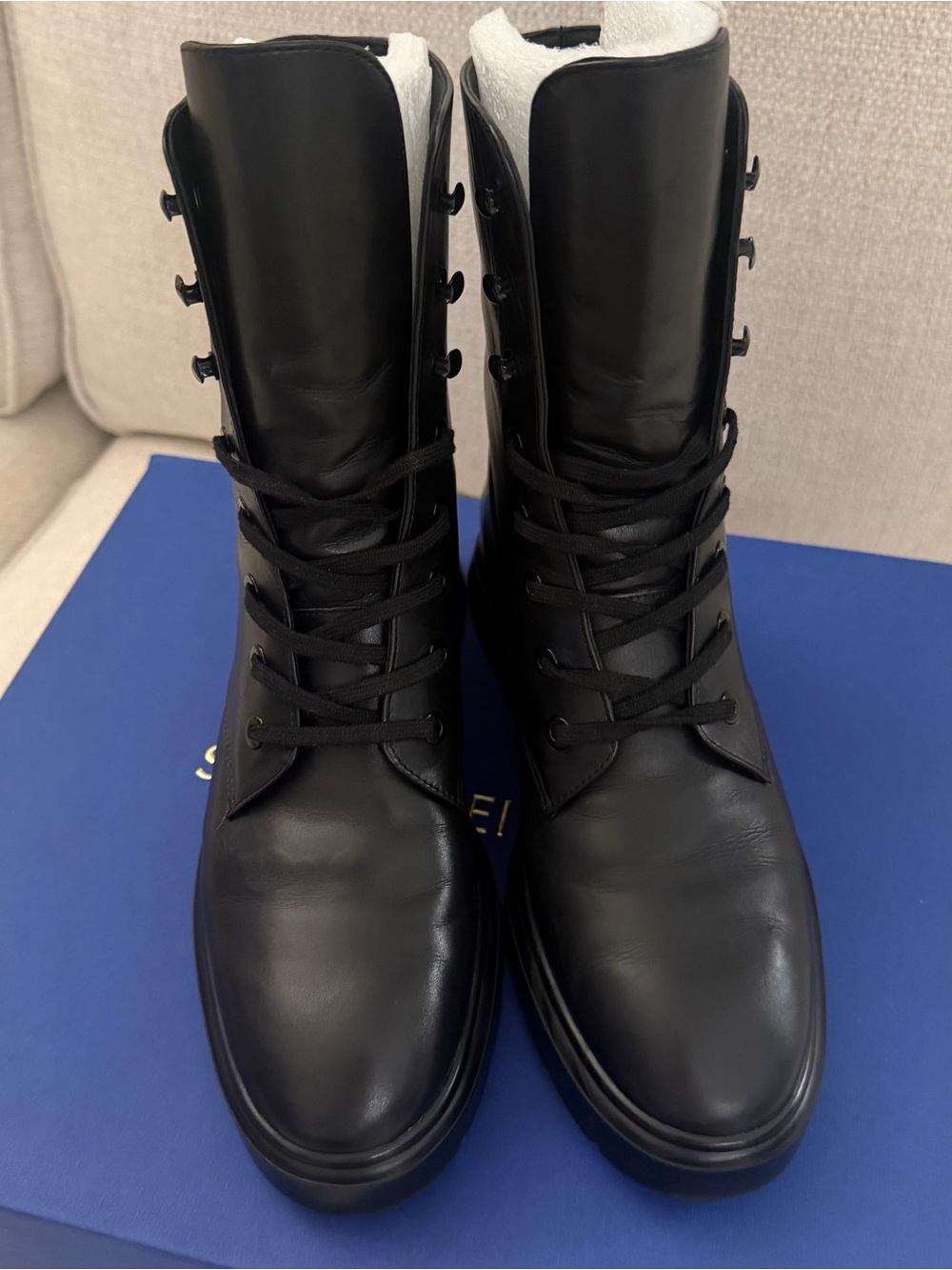 Woman’s Black Lace-Up Leather Combat Boots